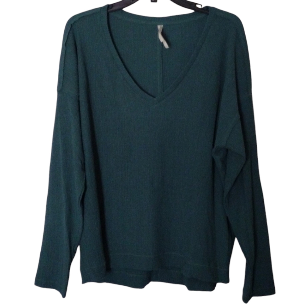 Anthropologie Dark green textured blouse size Large